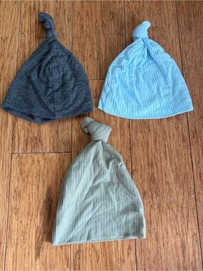 Lou Lou & Company Baby Knot Hats in Gray, Light Blue, and Sage Green